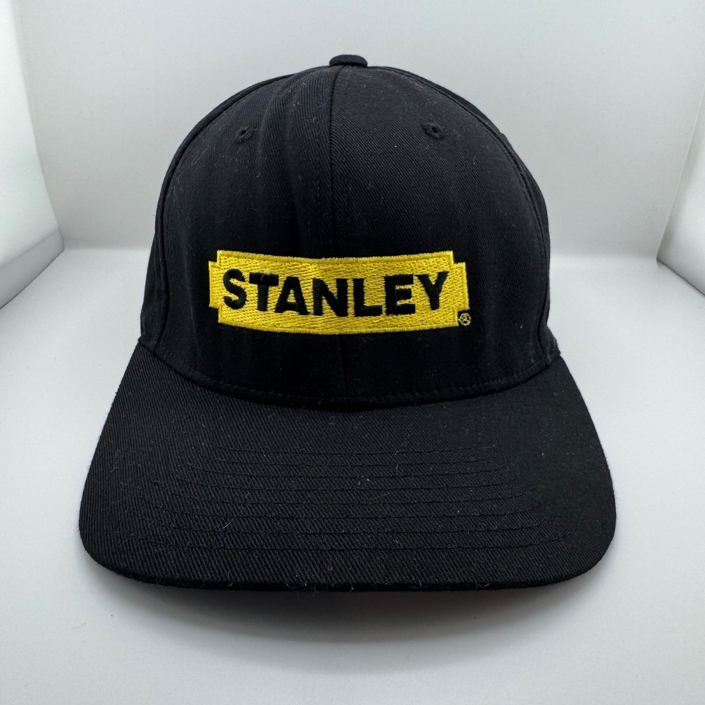Stanley Tools Flexfit Hat Mens L-XL Black Yellow Embroidered Logo Good Condition